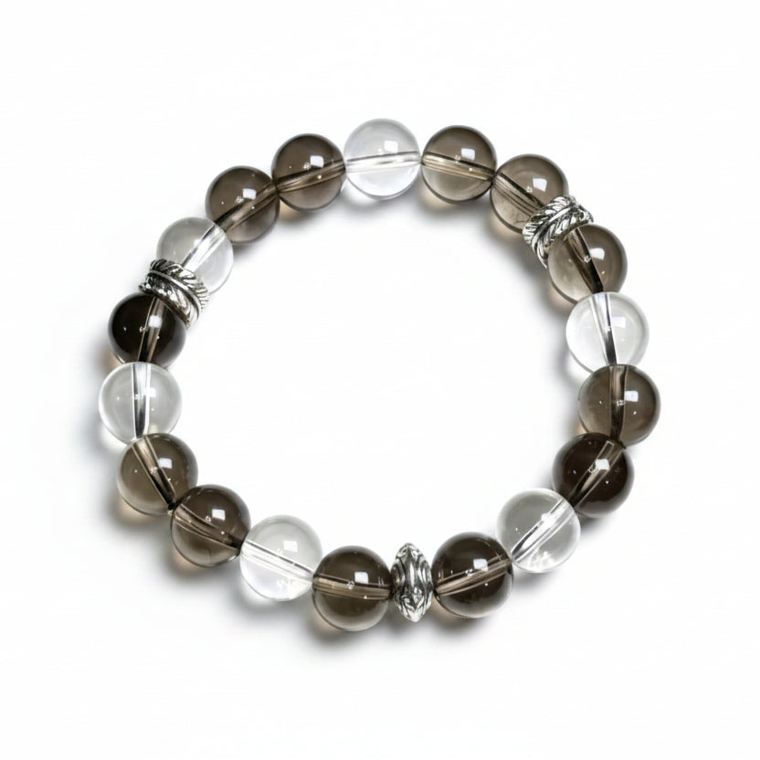 Smoky Quartz & Clear Quartz Bracelet – Natural Healing Crystal Jewelry