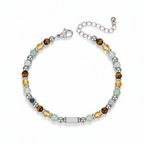 Prosperity Crystal Bracelet – Green Aventurine Citrine Tiger Eye Engravable Silver Bar Adjustable Wealth Bracelet