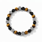 Natural Black Hematite Bracelet | Geometric Healing Energy Stackable Bracelet for Men & Women – Minimalist Crystal Jewelry