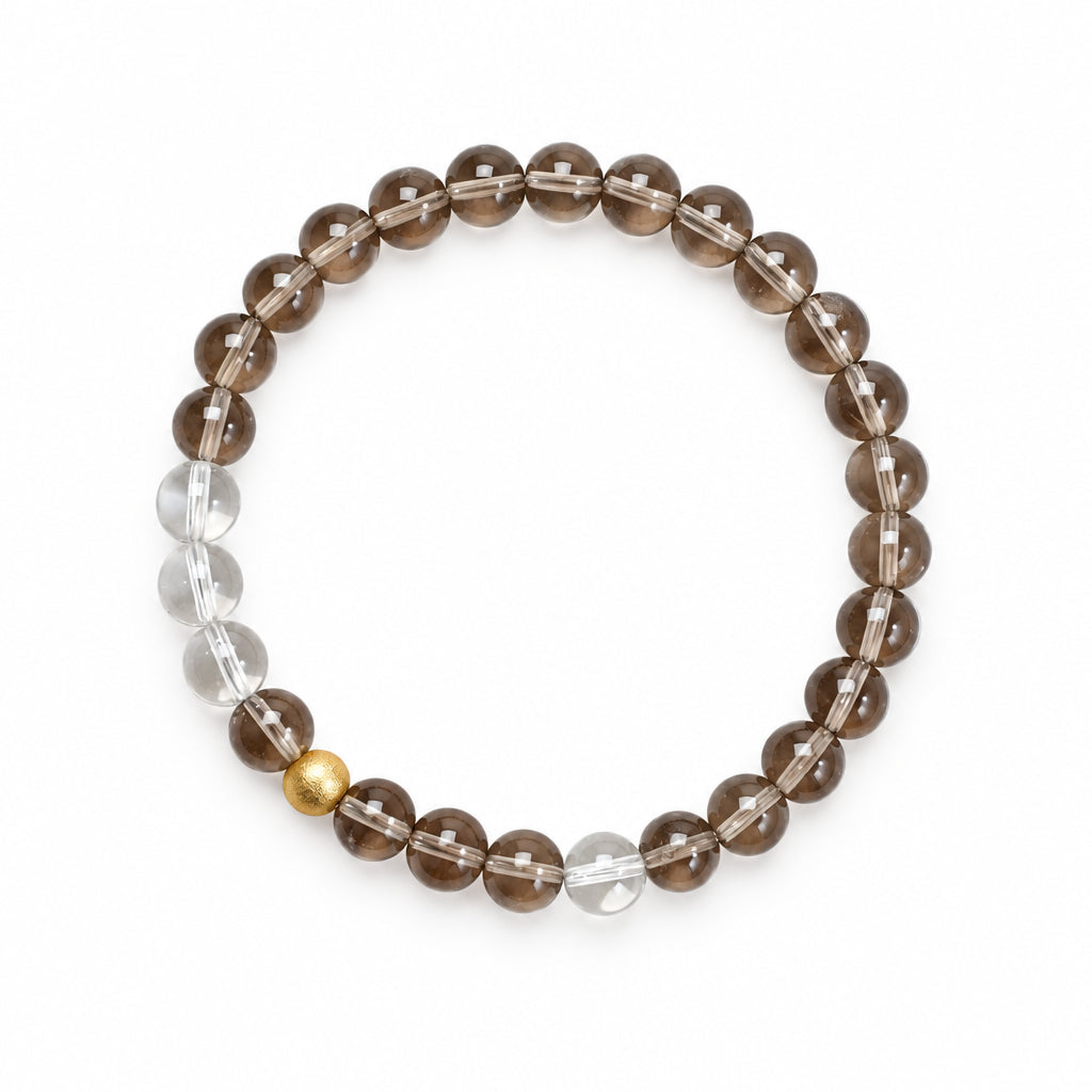 Natural Tea Crystal & White Crystal Healing Bracelet | Calming Crystal Bracelet for Women | Five Elements Gemstone Jewelry Gift