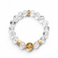 Natural White Crystal & Smoky Quartz Bracelet | Healing Gemstone Jewelry for Women