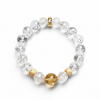 Natural White Crystal & Smoky Quartz Bracelet | Healing Gemstone Jewelry for Women