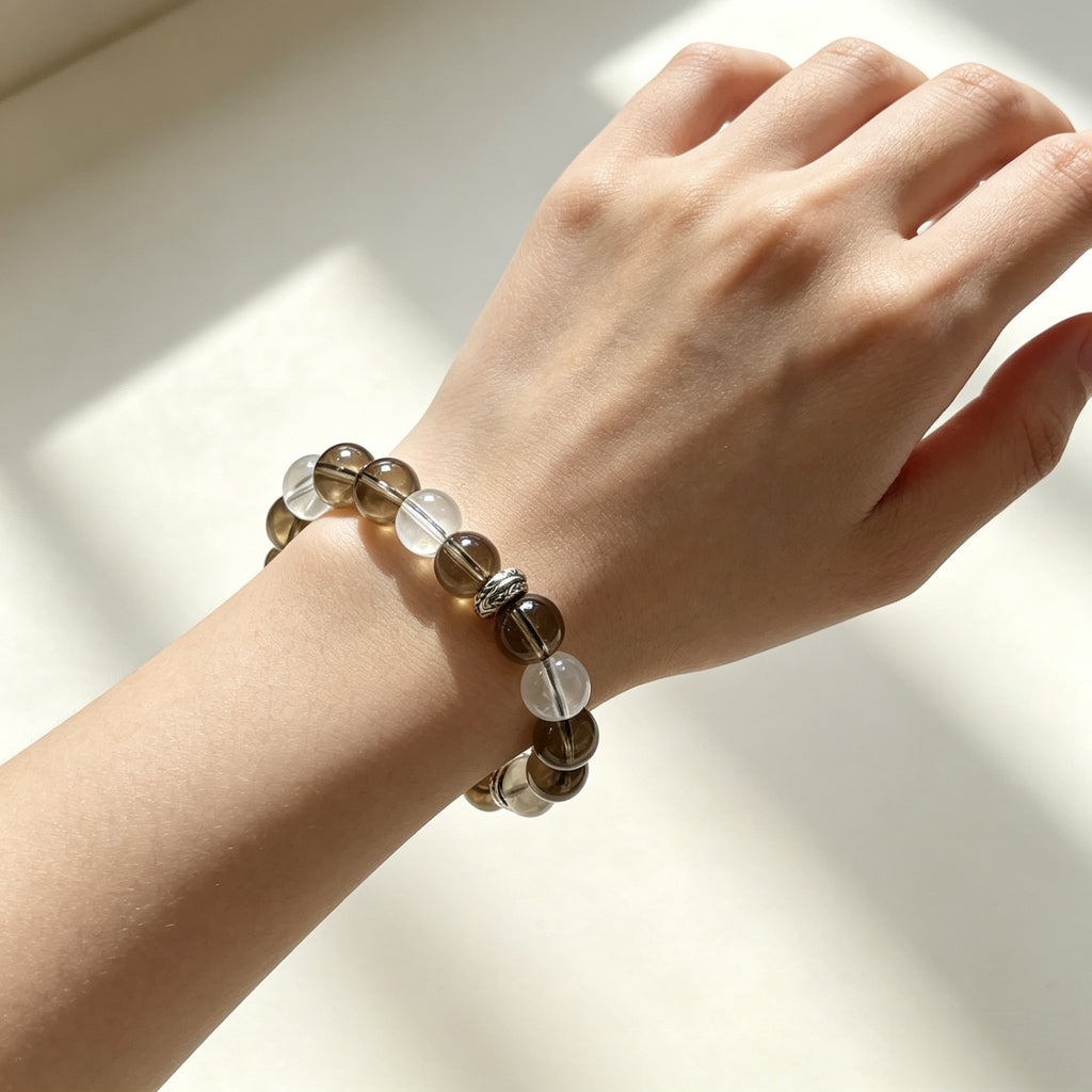 Smoky Quartz & Clear Quartz Bracelet – Natural Healing Crystal Jewelry