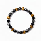 Natural Black Hematite Bracelet | Geometric Healing Energy Stackable Bracelet for Men & Women – Minimalist Crystal Jewelry