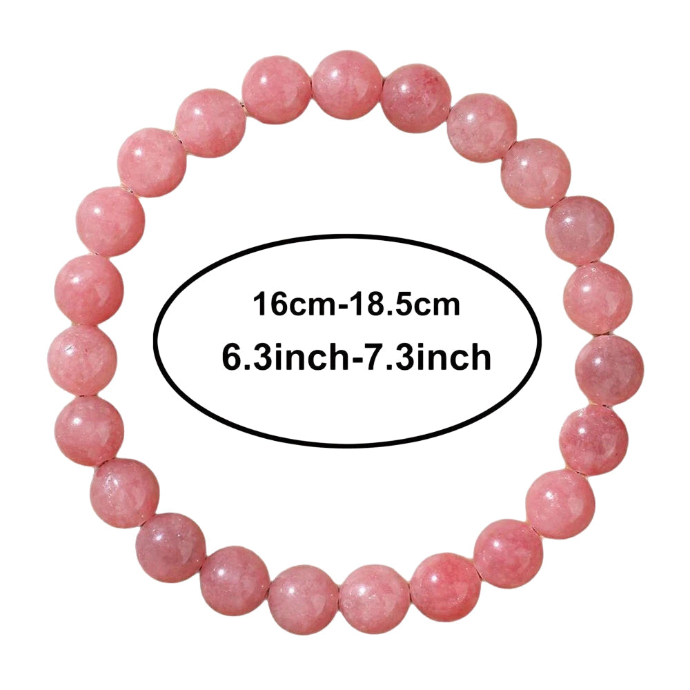 Pink Rhodonite Bracelet – Natural Heart Chakra Healing Crystal Stretch Bracelet for Self Love & Emotional Balance