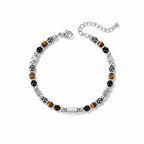 Prosperity Crystal Bracelet – Green Aventurine Citrine Tiger Eye Engravable Silver Bar Adjustable Wealth Bracelet