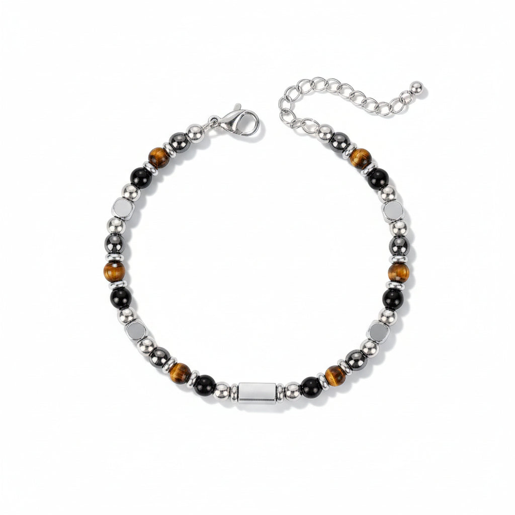 Prosperity Crystal Bracelet – Green Aventurine Citrine Tiger Eye Engravable Silver Bar Adjustable Wealth Bracelet