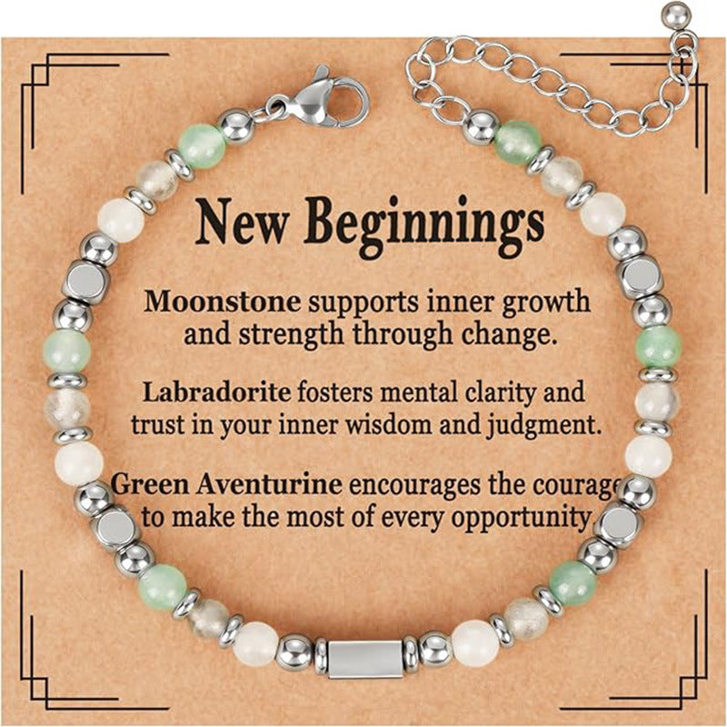 Prosperity Crystal Bracelet – Green Aventurine Citrine Tiger Eye Engravable Silver Bar Adjustable Wealth Bracelet
