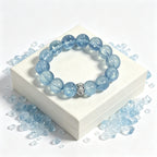 Natural Aquamarine Beaded Bracelet – Icy Blue Healing Crystal Jewelry
