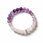 Gradient Amethyst Crystal Bracelet for Women – Natural Purple Pink Quartz Beaded Bracelet Gift