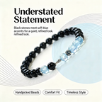 Natural Aquamarine & Obsidian Bracelet for Women – Healing Crystal Beaded Bracelet | Gemstone Jewelry Gift
