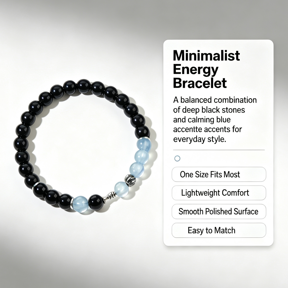Natural Aquamarine & Obsidian Bracelet for Women – Healing Crystal Beaded Bracelet | Gemstone Jewelry Gift