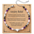 Engravable Tiger Eye & Black Obsidian Bracelet – Personalized Heart Charm Adjustable Healing Crystal Bracelet for Men & Women