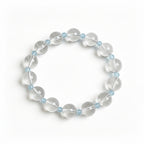 Clear Quartz & Aquamarine Bracelet – Throat Chakra Healing Crystal Stretch Bracelet for Calm, Clarity & Stress Relief