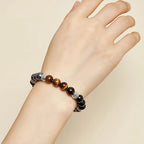 Hematite Red Turquoise & Obsidian Beaded Bracelet – Vintage Silver Spacer Grounding Protection Healing Gemstone Bracelet Unisex