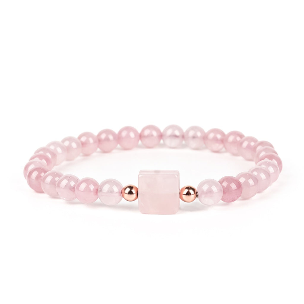 Natural Rose Quartz Bracelet | Heart Chakra Self Love Healing Crystal Stretch Bracelet for Women