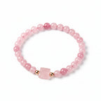Natural Rose Quartz Bracelet | Heart Chakra Self Love Healing Crystal Stretch Bracelet for Women