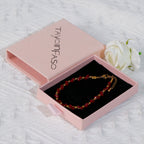 14K Gold Plated Dainty Red Crystal Bracelet | Faceted Bead Adjustable Bracelet for Women – Gift Ready
