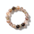 Natural Rutilated Quartz & Smoky Quartz Wealth Bracelet | Gold Zircon Spacer Healing Crystal Stretch Bracelet