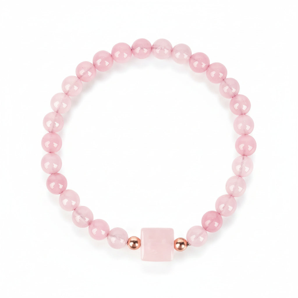 Natural Rose Quartz Bracelet | Heart Chakra Self Love Healing Crystal Stretch Bracelet for Women