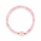 Natural Rose Quartz Bracelet | Heart Chakra Self Love Healing Crystal Stretch Bracelet for Women