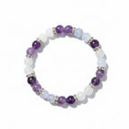 3 Chakra Healing Crystal Bracelet – Amethyst Blue Lace Agate & Rose Quartz Stretch Bracelet for Intuition, Calm Communication & Self-Love