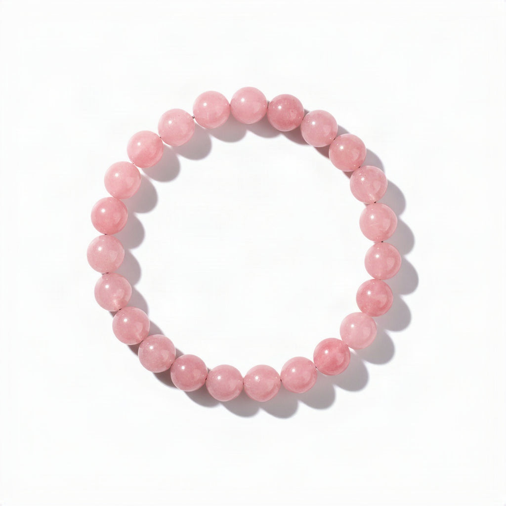 Pink Rhodonite Bracelet – Natural Heart Chakra Healing Crystal Stretch Bracelet for Self Love & Emotional Balance