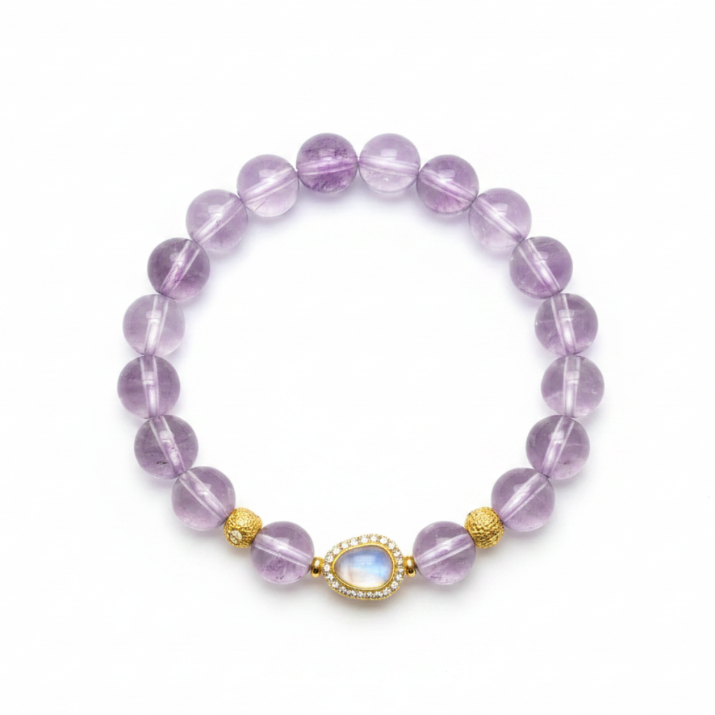 Amethyst Bracelet White Background Top View