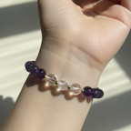 Amethyst & Clear Quartz Bracelet 模特手部展示图