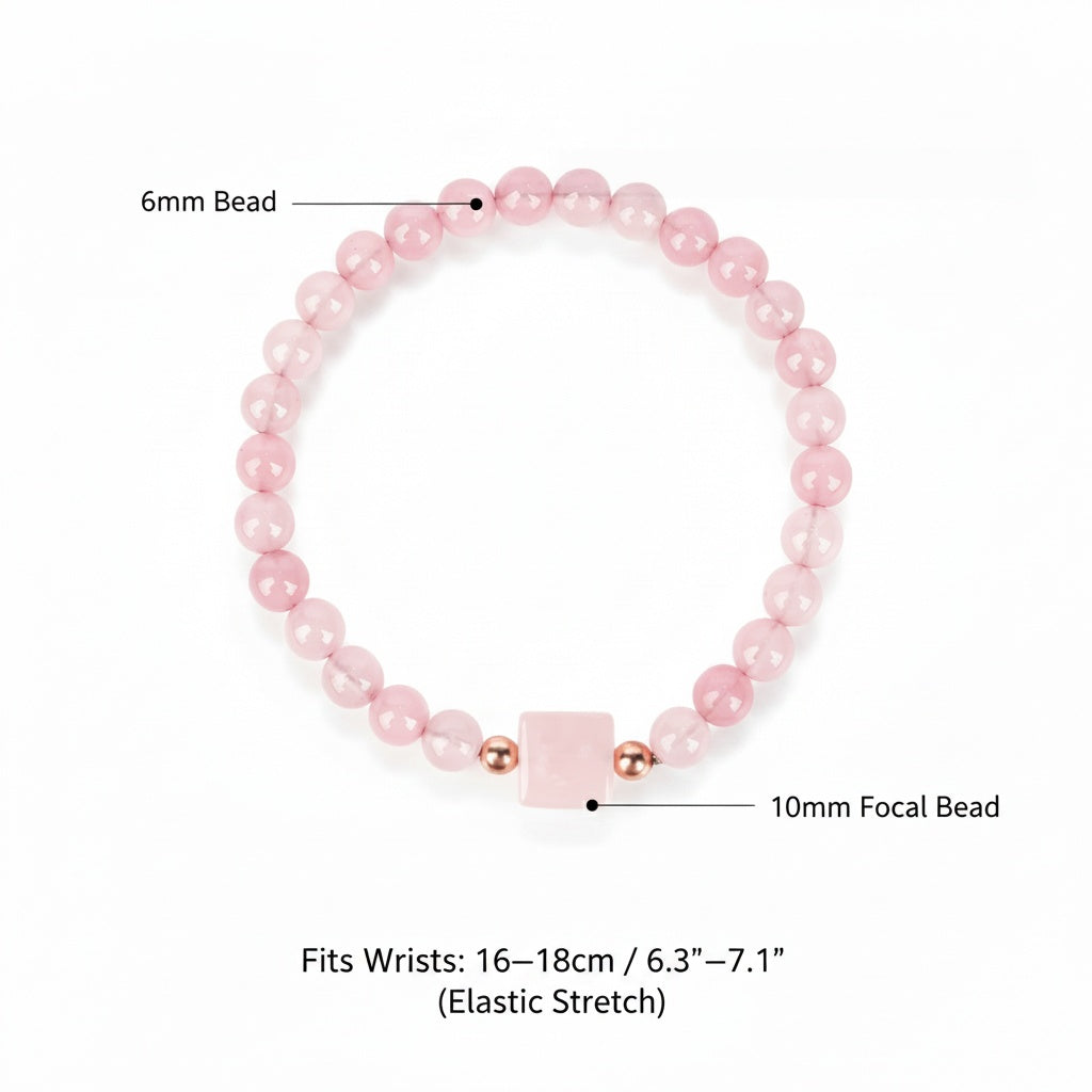 Natural Rose Quartz Bracelet | Heart Chakra Self Love Healing Crystal Stretch Bracelet for Women