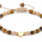 Gold Heart Charm & Gemstone Macro Detail