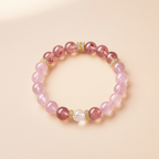 Pink crystal bracelet in a minimal scene