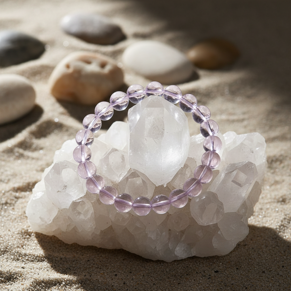 Natural Bolivian Amethyst Bracelet – Genuine Purple Crystal Healing Gemstone Beaded Stretch Bracelet for Women