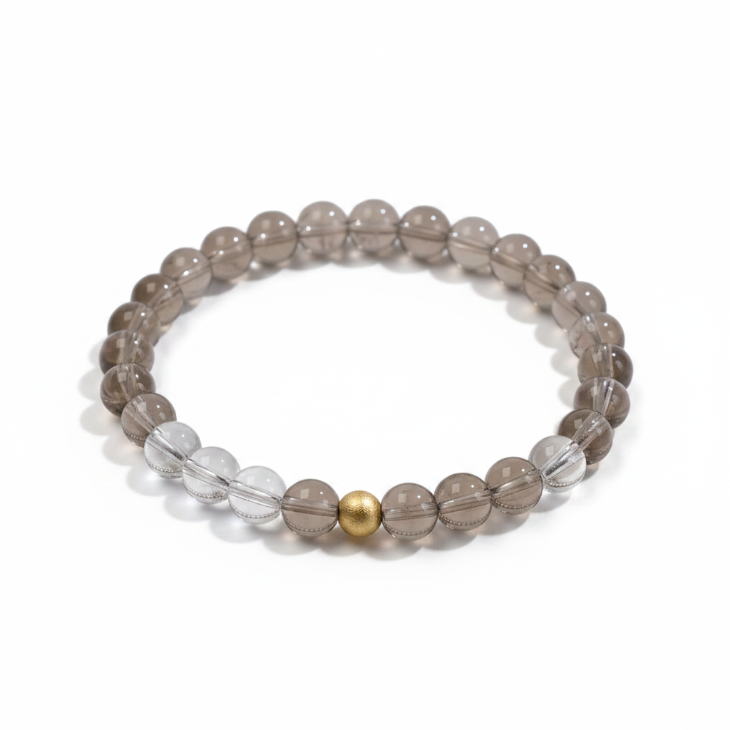 Natural Tea Crystal & White Crystal Bracelet - Overhead Shot