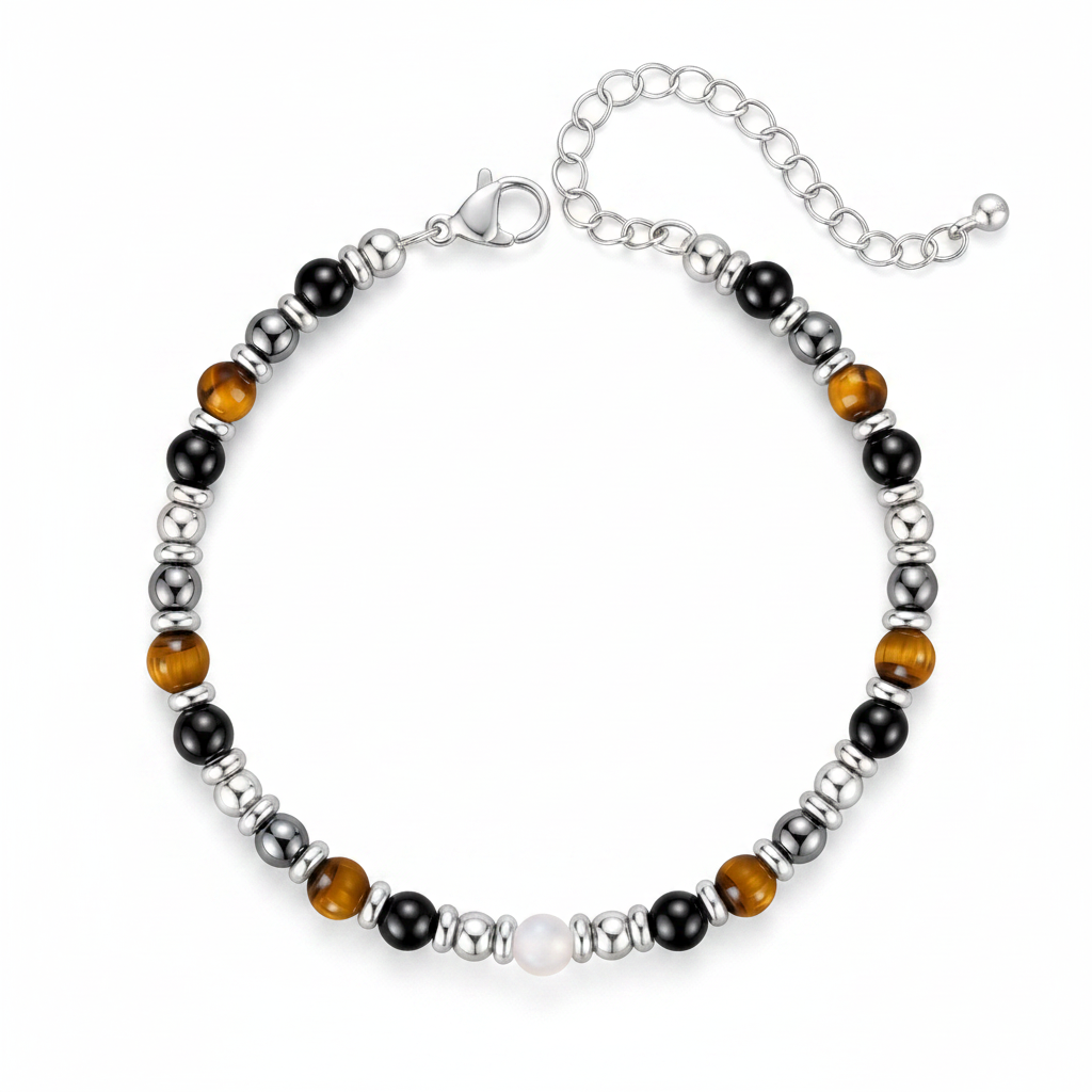 Triple Protection Bracelet White Background Top-Down View